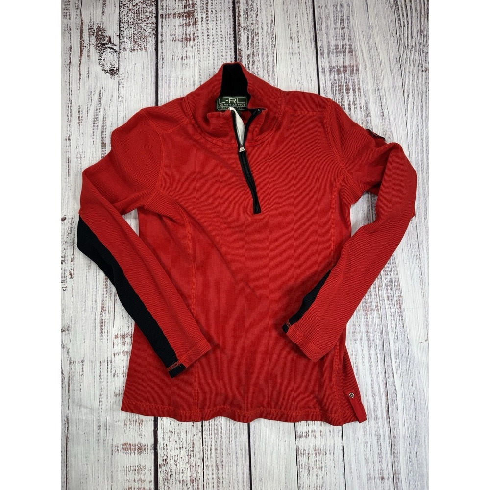 Ralph Lauren Women L-RL Active Red Block Sweater Zipper Women's Size M - Picture 3 of 16